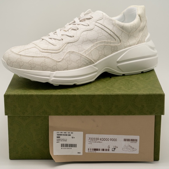 size 12.5G 13 US Gucci Rhyton White GG Print Sneakers Leather - Picture 12 of 13